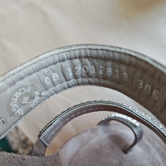 Mephisto Milly Shoes Womens Size 7 Steel Silver Wedge Sandals Rhinestone Straps - Picture 10 of 15